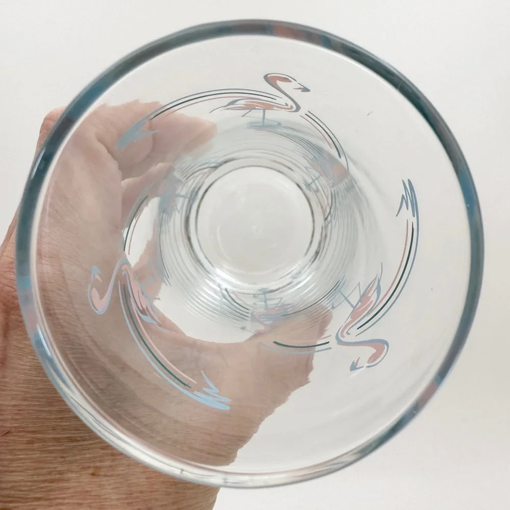 Vintage MCM 1960s Panache Flamingo Tumbler Highball Bar Glasses Set of 2